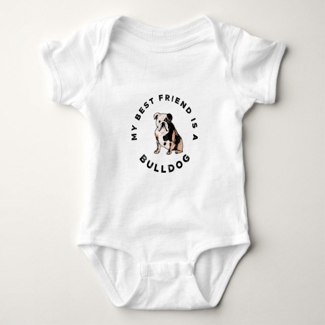 Body Para Bebé Mi mejor amigo es una camiseta Bulldog (Anverso)