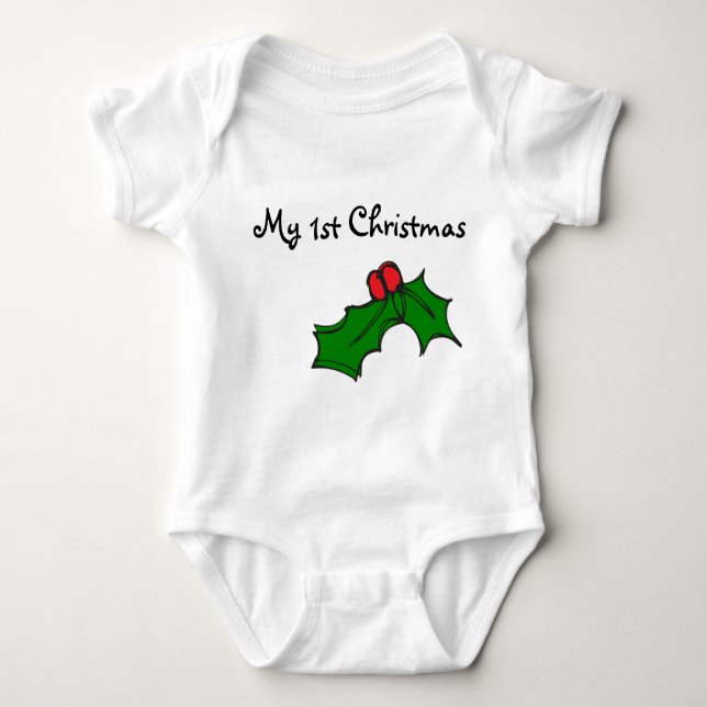 Body Para Bebé Mi primer/1r navidad - acebo del navidad (Anverso)