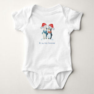 Body Para Bebé Mi primer abrazo de pingüino de Navidad - Bebé lin
