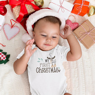 Body Para Bebé Mi primer bebé de guión de reno lindo de Navidad