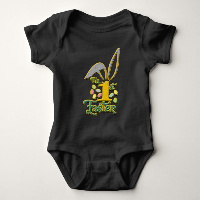Body Para Bebé Mi primer bebé de Pascua Unisex Black Bodysuit - P (Anverso)