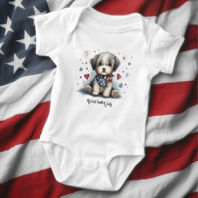 Body Para Bebé Mi primer cachorro del cuatro de julio (Subido por el creador)