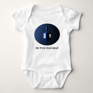 Body Para Bebé Mi primer Chanukkah Shiny Blue Dreidel