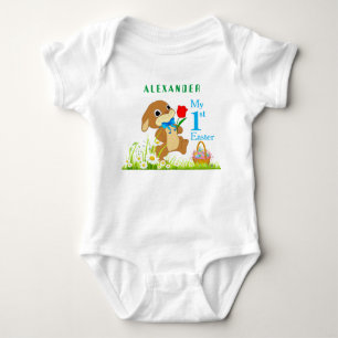 Body Para Bebé Mi primer conejo de Pascua personalizado y huevos