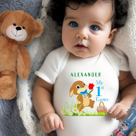 Body Para Bebé Mi primer conejo de Pascua personalizado y huevos 
