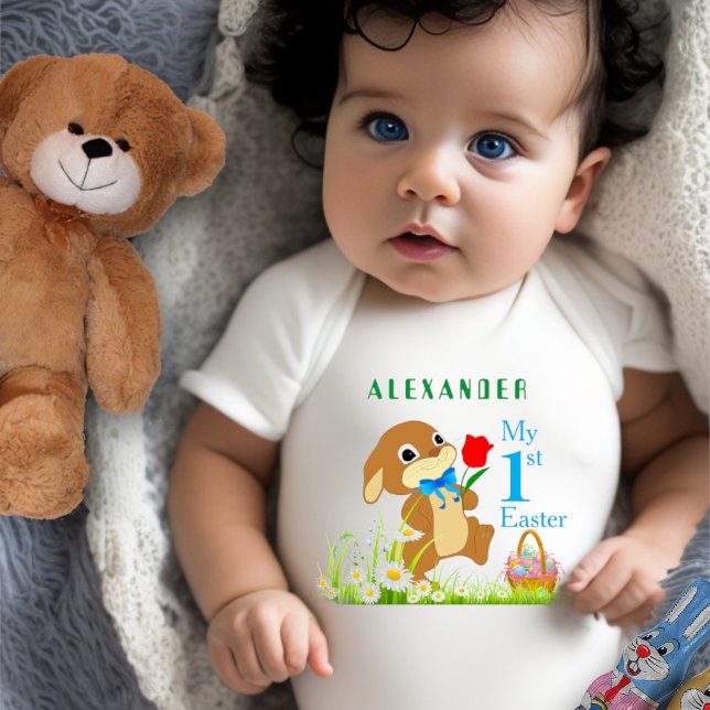 Body Para Bebé Mi primer Conejo y Huevos Personalizados de Pascua (Subido por el creador)