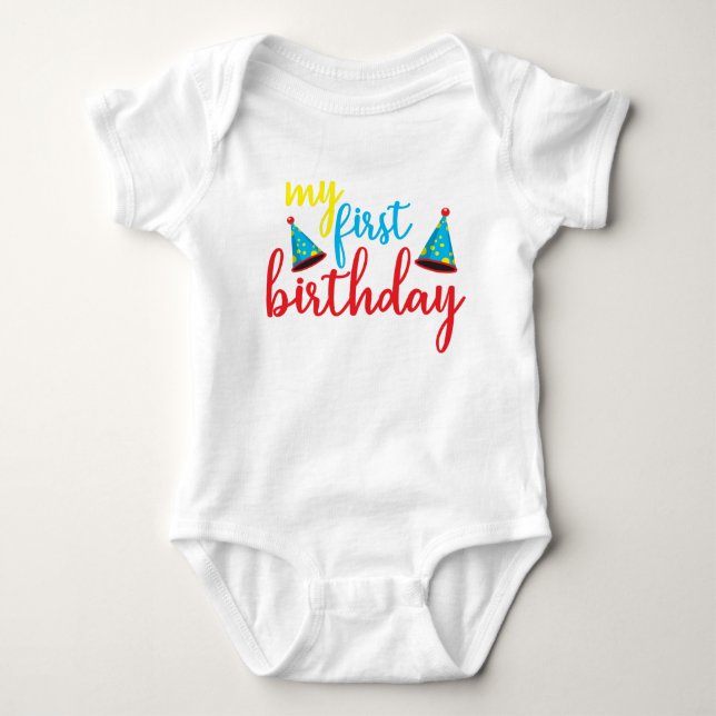 Body Para Bebé Mi primer cumpleaños // lindo (Anverso)