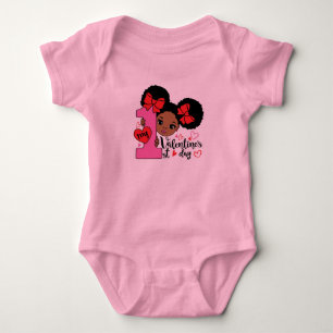 Body Para Bebé Mi primer día de San Valentín niña negra