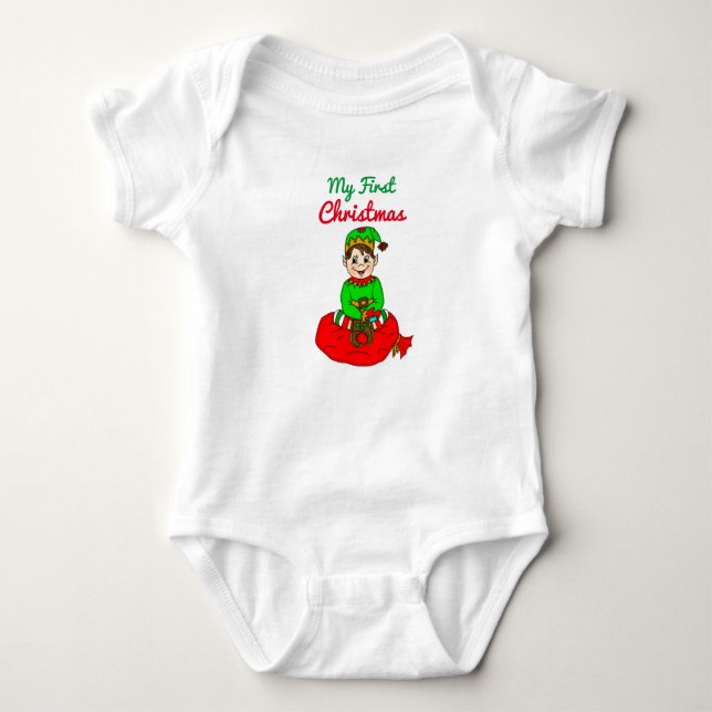 Body Para Bebé Mi primer elfo Personalizado de Navidad (Anverso)