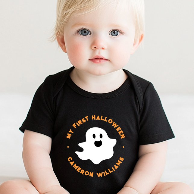 Body Para Bebé Mi primer Halloween lindo personalizado feliz fant (My first Halloween cute happy cartoon ghost Baby Bodysuit)
