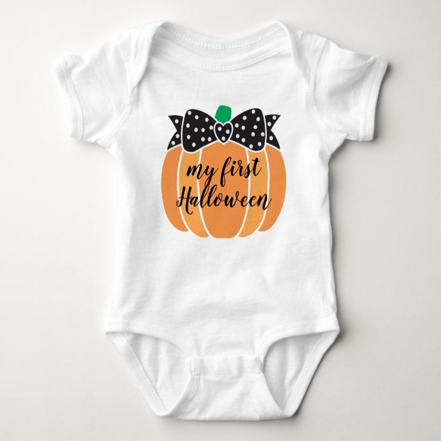 Body Para Bebé Mi primer Halloween primer pequeño calabaza PolkaD (Anverso)
