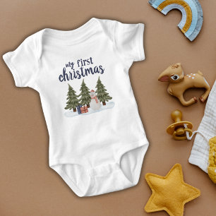 Body Para Bebé Mi Primer Muñeco de Nieve de Navidad Bosque Invern