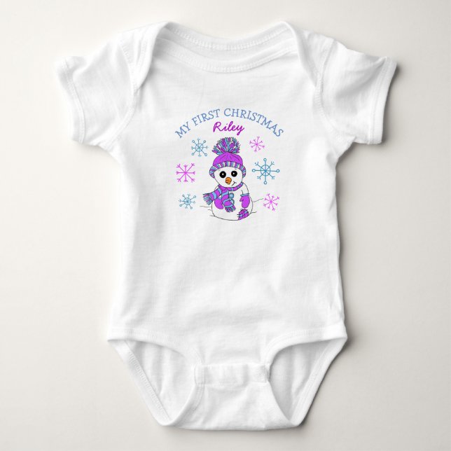 Body Para Bebé Mi Primer Muñeco de Nieve de Navidad Camiseta de B (Anverso)