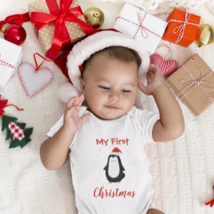 Body Para Bebé Mi Primer Navidad Adorable Pingüino