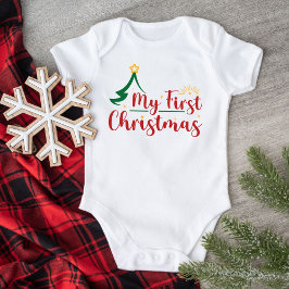 Body Para Bebé Mi Primer Navidad Árbol Verde Blanco