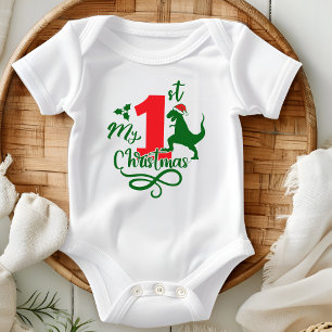 Body Para Bebé Mi Primer Navidad Dino Dinosaurio Lindo