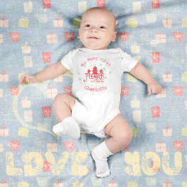 Body Para Bebé Mi Primer Navidad Nombre Rojo Lindo