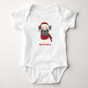 Body Para Bebé Mi primer Navidad Pug