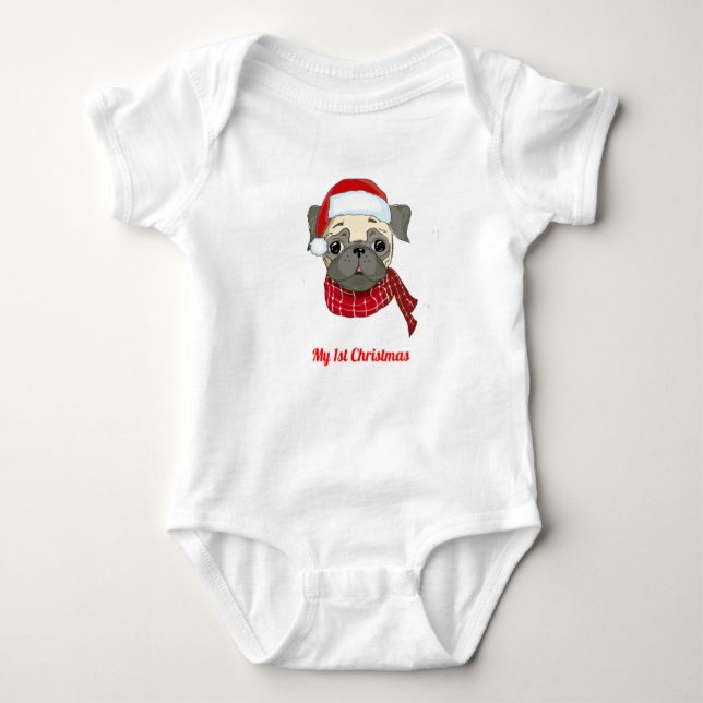 Body Para Bebé Mi primer Navidad Pug (Anverso)