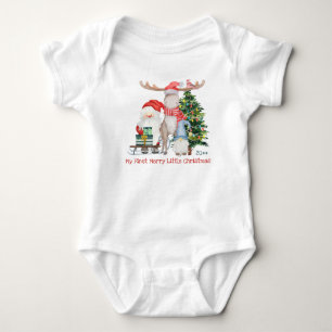 Body Para Bebé Mi Primer Navidad Santa y Ayudantes Adorables