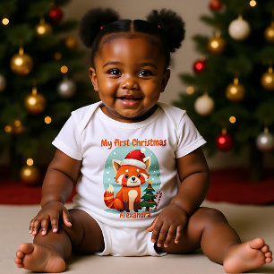 Body Para Bebé 🎄Mi primer Navidad, texto personalizado, Santa Pa