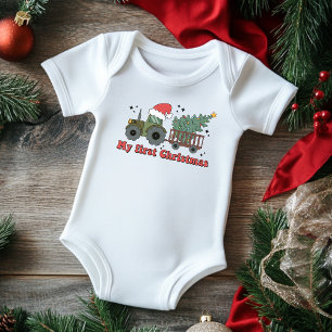 Body Para Bebé Mi Primer Navidad Tractor De Granja Adorable
