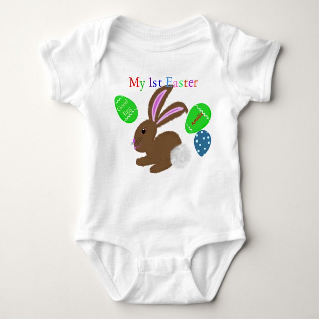 Body Para Bebé Mi primer nombre de conejo conejo conejo de Pascua (Anverso)