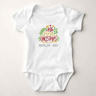Body Para Bebé Mi primer nombre personalizado de Navidad Baby Bod