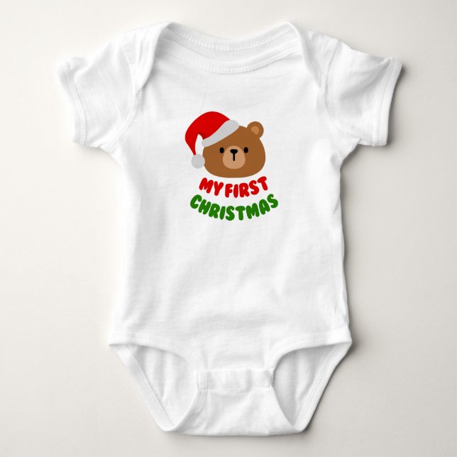 Body Para Bebé Mi primer osito de peluche navideño y sombrero San (Anverso)