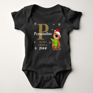 Body Para Bebé Mi primer oso navideño árbol de navidad monograma