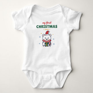 Body Para Bebé Mi Primer Oso Polar de Navidad Nombre Personalizad