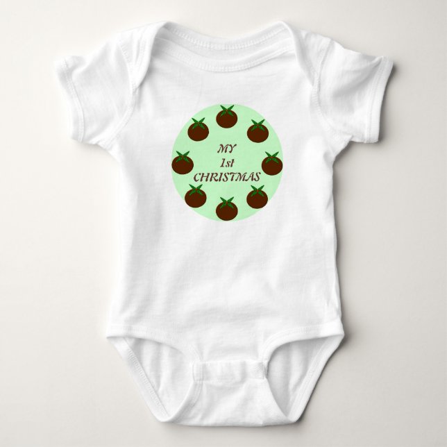 Body Para Bebé Mi primer Personalizado de Navidad pudding Baby (Anverso)