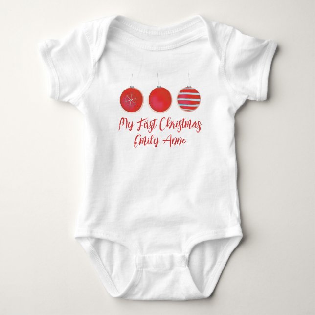 Body Para Bebé Mi primer Personalizado de Ornamentos Rojos de la  (Anverso)