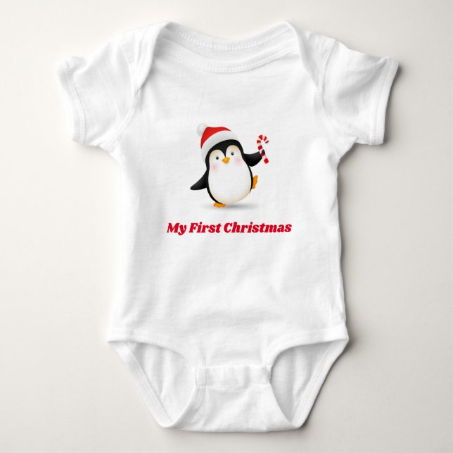 Body Para Bebé Mi primer pingüino de Navidad (Anverso)