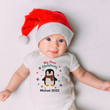 Mi primer pingüino de Navidad apoye bodysuit