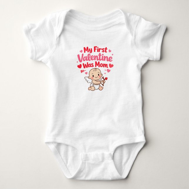 Body Para Bebé Mi Primer San Valentín Fue Mamá Bodysuit de Bebé d (Anverso)