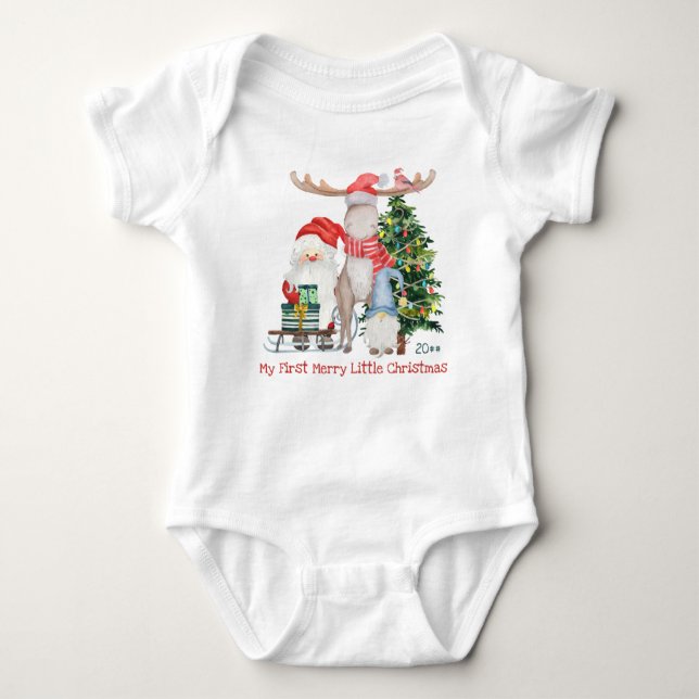 Body Para Bebé Mi primer Santa y ayuda navideños (Anverso)