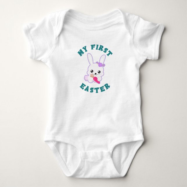 Body Para Bebé Mi Primer Traje Blanco de Easter para Niña (Anverso)