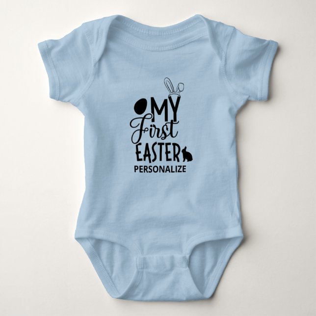 Body Para Bebé Mi primer traje de bebé azul con luz de Pascua (Anverso)