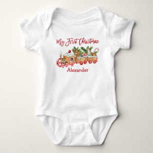 Body Para Bebé Mi primer tren Gingerbread de Navidad Red Candy