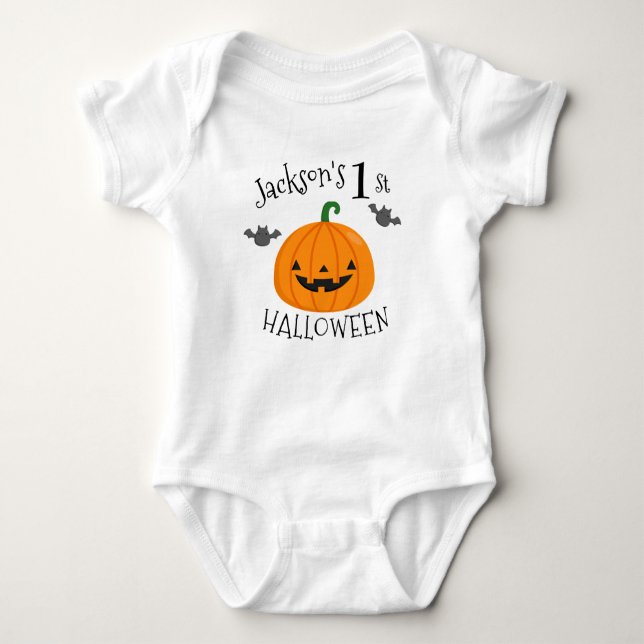Body Para Bebé Mi primera calabaza de Halloween personalizada (Anverso)