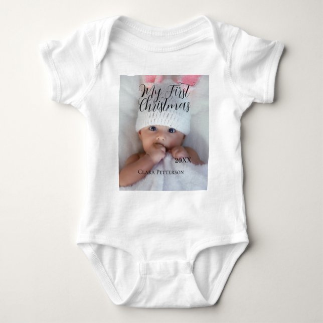 Body Para Bebé Mi primera foto de bebé navideña añada nombre año  (Anverso)