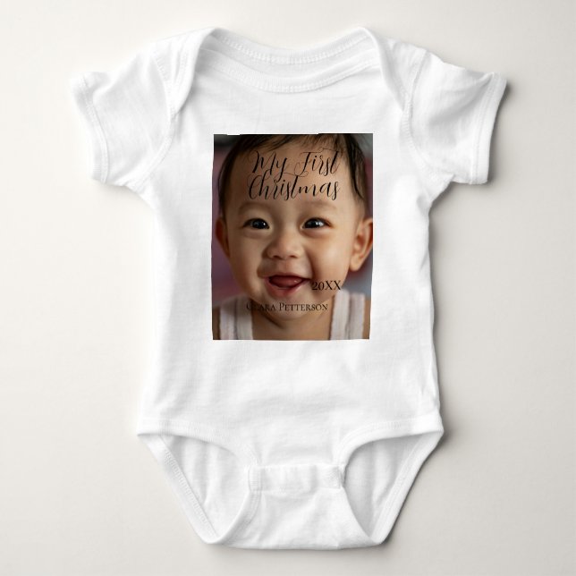 Body Para Bebé Mi primera foto de bebé navideña añada nombre año  (Anverso)