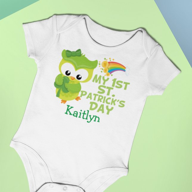 Body Para Bebé Mi primera lechuza graciosa del Día de San Patrici (Subido por el creador)