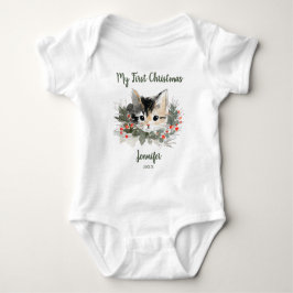 Body Para Bebé Mi Primera Navidad Camiseta de Gatito Calico