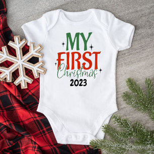 Body Para Bebé Mi Primera Navidad Estrella Brillante Blanca Perso