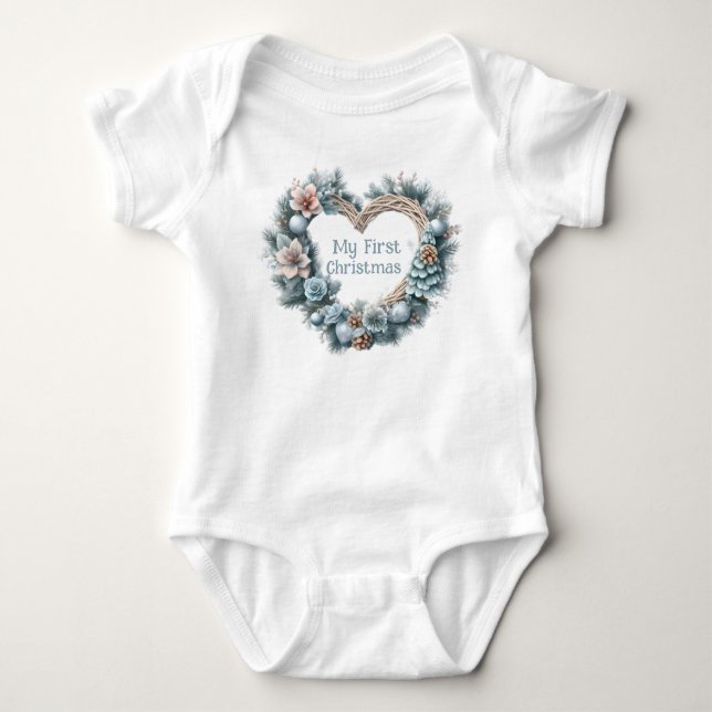Body Para Bebé Mi primera Navidad - Floral Wreath - (Anverso)
