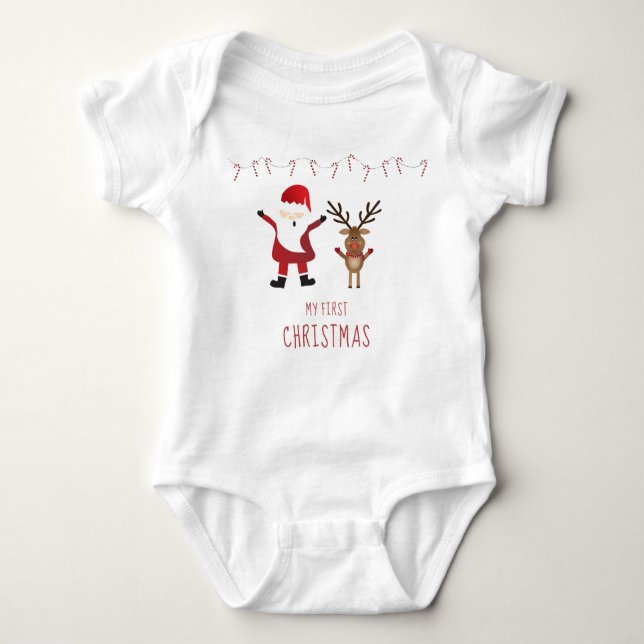 Body Para Bebé Mi primera Navidad, Santa Claus Reindeer (Anverso)