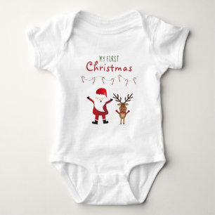 Body Para Bebé Mi primera Navidad, Santa Claus Reindeer