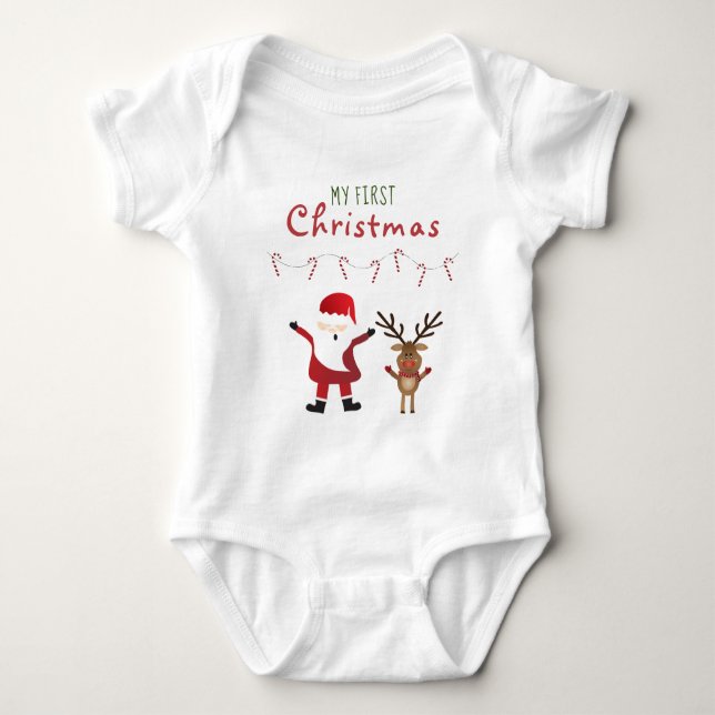 Body Para Bebé Mi primera Navidad, Santa Claus Reindeer (Anverso)